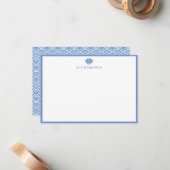 Classic Blue Seashell Personalisiert 5x3" Statione Mitteilungskarte (Vorderseite/Rückseite Beispiel)