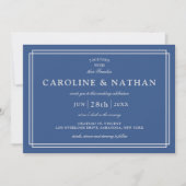Classic Blue Simple elegante Frame Wedding Einladung (Vorderseite)