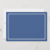 Classic Blue Simple elegante Frame Wedding Einladung (Rückseite)