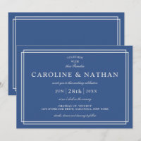 Classic Blue Simple elegante Frame Wedding