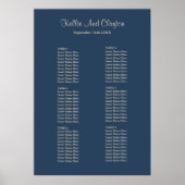 Classic Blue Simple Wedding Seating Chart Poster (Vorne)