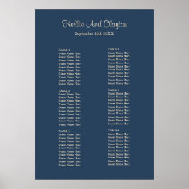 Classic Blue Simple Wedding Seating Chart Poster