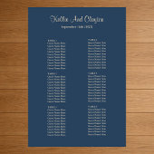 Classic Blue Simple Wedding Seating Chart Poster
