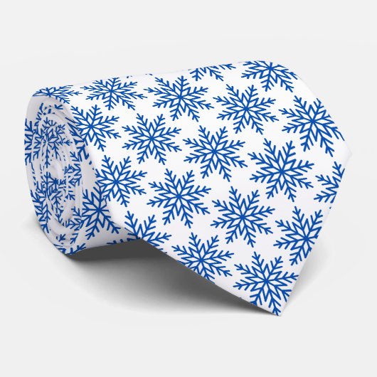 Classic Blue Snowflake Pattern Neck Tie Krawatte (Gerollt)