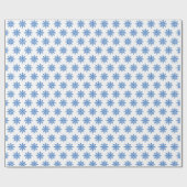 Classic Blue Snowflake Pattern on White Geschenkpapier (Flach)