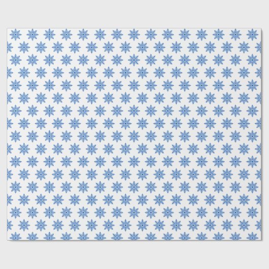 Classic Blue Snowflake Pattern on White Geschenkpapier (Flach)