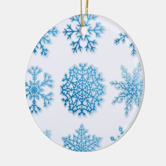 Classic Blue Snowflakes Weiße Weihnachtsschmuck (Links)