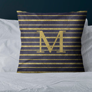 Classic Blue Streifen Mit Monogramm Kissen