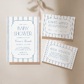 Classic Blue Striped Baby Shower Invitation Einladung