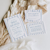 Classic Blue Striped Diaper Raffle Begleitkarte