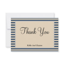 Classic Blue Stripes Gerahmt Danke Karte