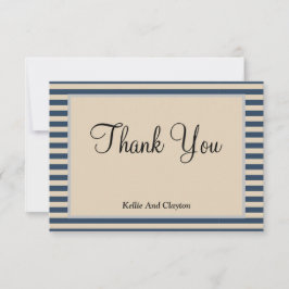 Classic Blue Stripes Gerahmt Danke Karte