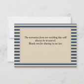 Classic Blue Stripes Gerahmt Danke Karte (Rückseite)