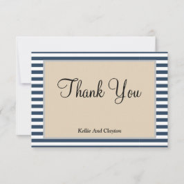 Classic Blue Stripes Gerahmt Danke Karte