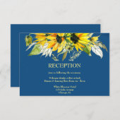 Classic Blue Sunflower Empfang Card RSVP Karte (Vorne/Hinten)