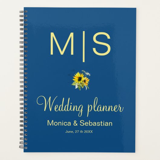 Classic Blue Sunflower Hochzeitsplaner Planer (Vorderseite)