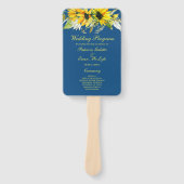 Classic Blue Sunflower - Hochzeitsprogramm Set der Fächer (Vorderseite)