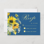 Classic Blue Sunflower Response Card RSVP Karte (Vorderseite)