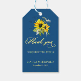 Classic Blue Sunflower Wedding Gift Tags Geschenkanhänger