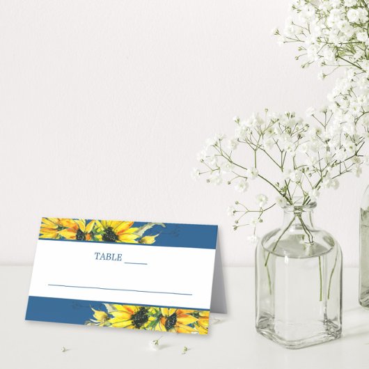 Classic Blue Sunflower Wedding Platzkarte