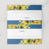 Classic Blue Sunflower Wedding Platzkarte (Außenseite Aufgefaltet)