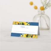 Classic Blue Sunflower Wedding Platzkarte (Rückseite)