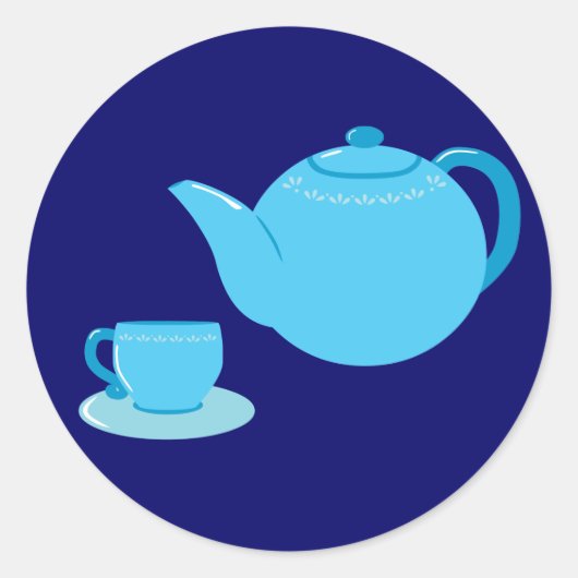 Classic Blue Teapot Runder Aufkleber (Vorderseite)