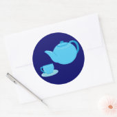 Classic Blue Teapot Runder Aufkleber (Umschlag)