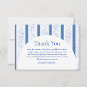 Classic Blue Toile Graduation Party Dankeskarte (Vorderseite)