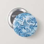 Classic Blue Toile Landscape Button on (Vorne & Hinten)