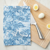 Classic Blue Toile Landschaft Geschirrtuch (Viertel Falte)