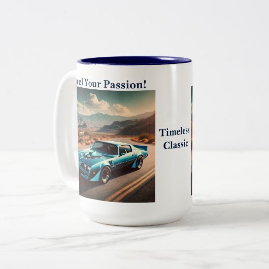 Classic Blue Trans Am Style Car Zweifarbige Tasse (Vorderseite Links)