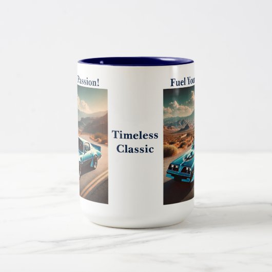 Classic Blue Trans Am Style Car Zweifarbige Tasse (Mittel)