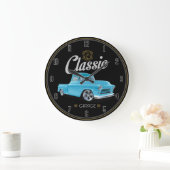 Classic Blue Truck Große Wanduhr (Zuhause)