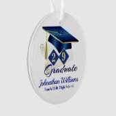 Classic Blue und Gold 20xx Graduate Foto Ornament (Vorderseite)
