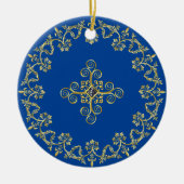 Classic Blue und Gold Keramik Ornament (Vorne)