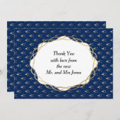 Classic Blue und Gold Wedding Dankeskarte (Vorne/Hinten)