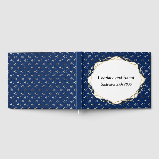 Classic Blue und Gold Wedding Gästebuch (Voll)
