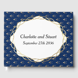 Classic Blue und Gold Wedding Gästebuch