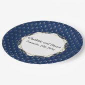 Classic Blue und Gold Wedding Pappteller (Schrägansicht)