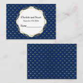 Classic Blue und Gold Wedding Platzkarte (Vorne/Hinten)