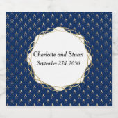 Classic Blue und Gold Wedding Schaumweinetikett (Einzelnes Label)