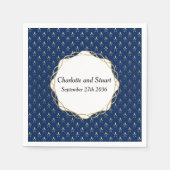 Classic Blue und Gold Wedding Serviette (Vorderseite)