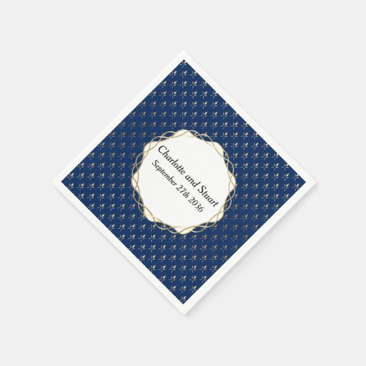 Classic Blue und Gold Wedding Serviette (Ecke)