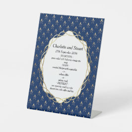 Classic Blue und Gold Wedding Sockelschild