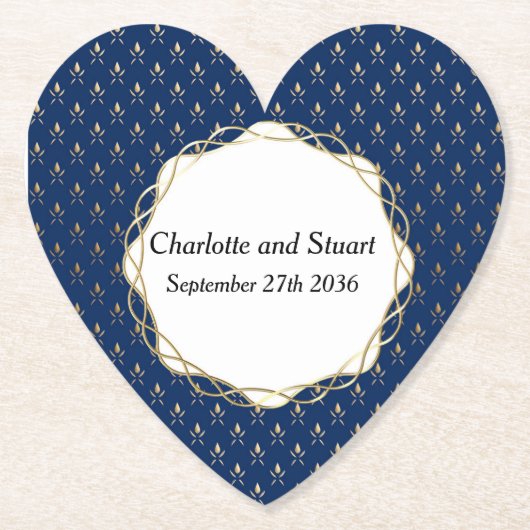 Classic Blue und Gold Wedding Untersetzer (Vorderseite)