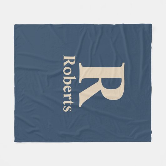 Classic Blue und Vanilla anfänglich/Vor/Nachname Fleecedecke (Vorderseite (Horizontal))