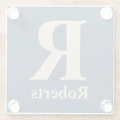 Classic Blue und Vanilla anfänglich/Vor/Nachname Glasuntersetzer (Rückseite)