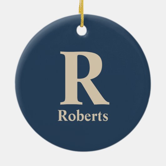 Classic Blue und Vanilla anfänglich/Vor/Nachname Keramik Ornament (Hinten)