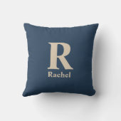 Classic Blue und Vanilla anfänglich/Vor/Nachname Kissen (Rückseite)